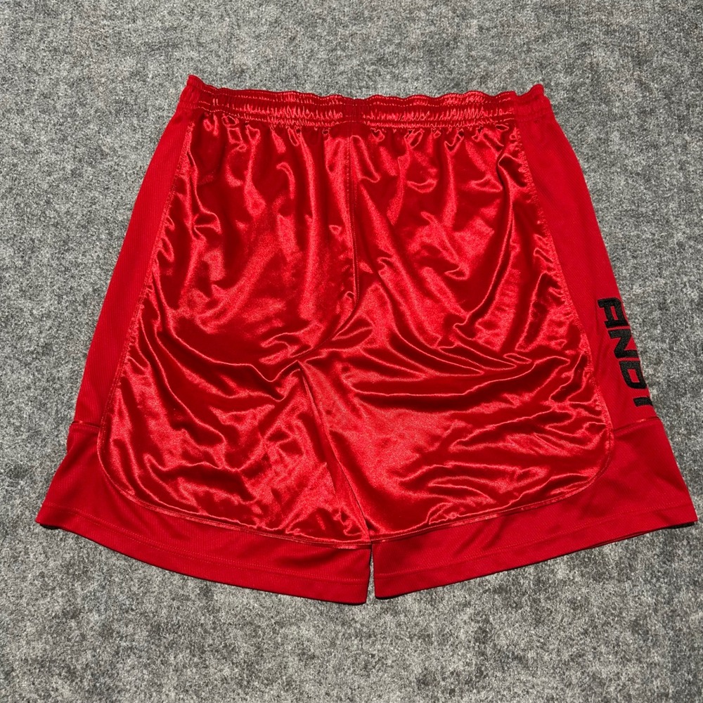 AND1 Red Shiny Basketball Shorts Baggy Y2K Retro Skater Mens Size XL